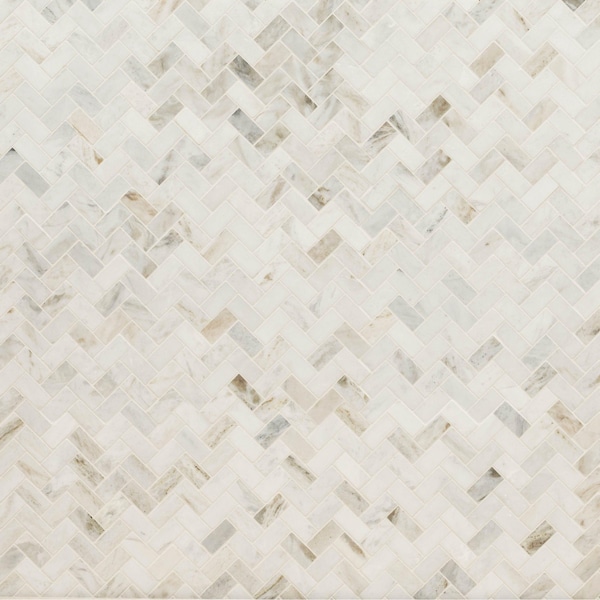 Msi Arabescato Venato White 11.73 In X 11.73 In. Herringbone Honed Marble Mosaic Tile, 10PK ZOR-MD-0380 - main